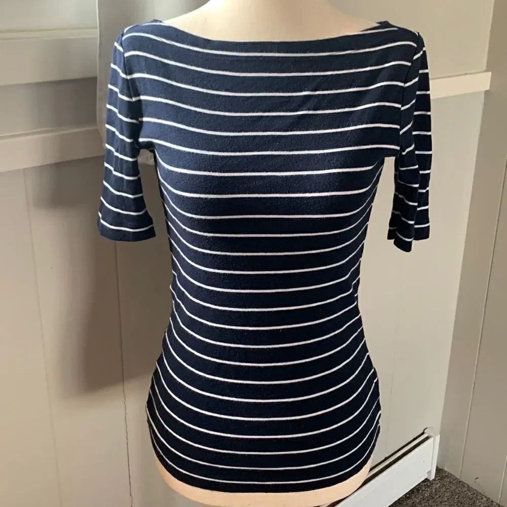 Gap boat neck striped short sleeve tee shirt sz xs